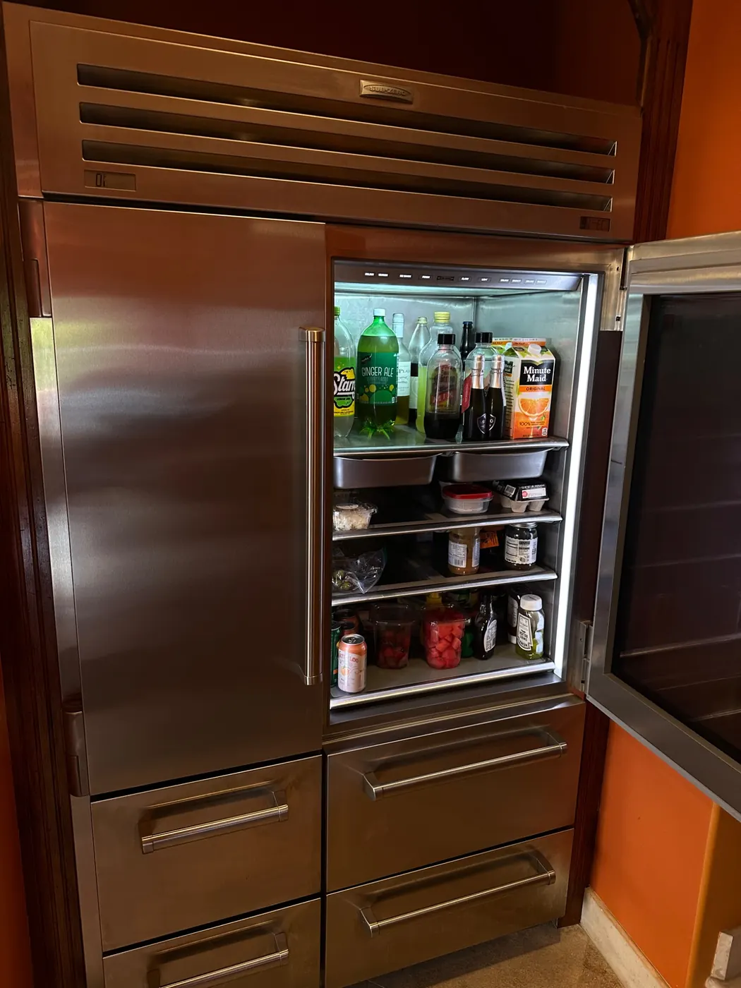 Open Sub-Zero refrigerator during service