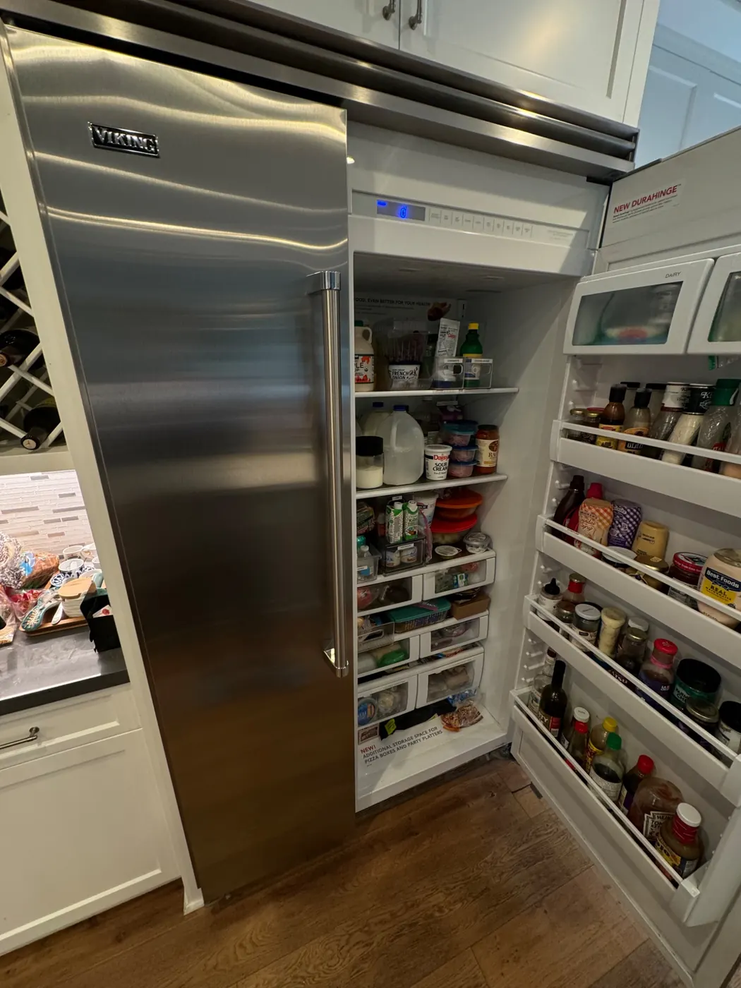 Open Viking refrigerator during service